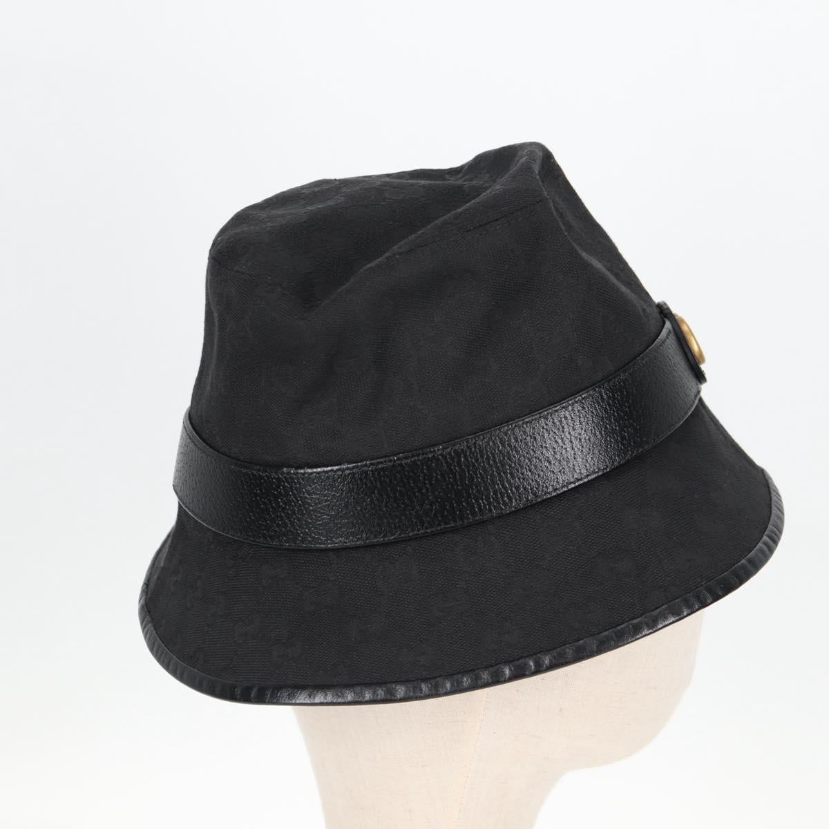 GUCCI GG Canvas Bucket Hat Black 576587 Auth am8805V
