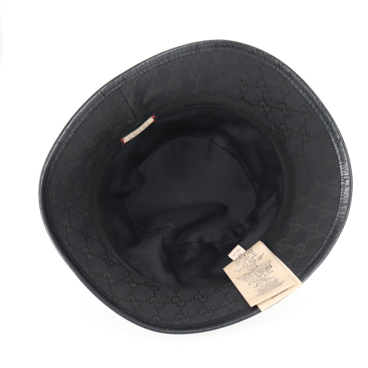 GUCCI GG Canvas Bucket Hat Black 576587 Auth am8805V