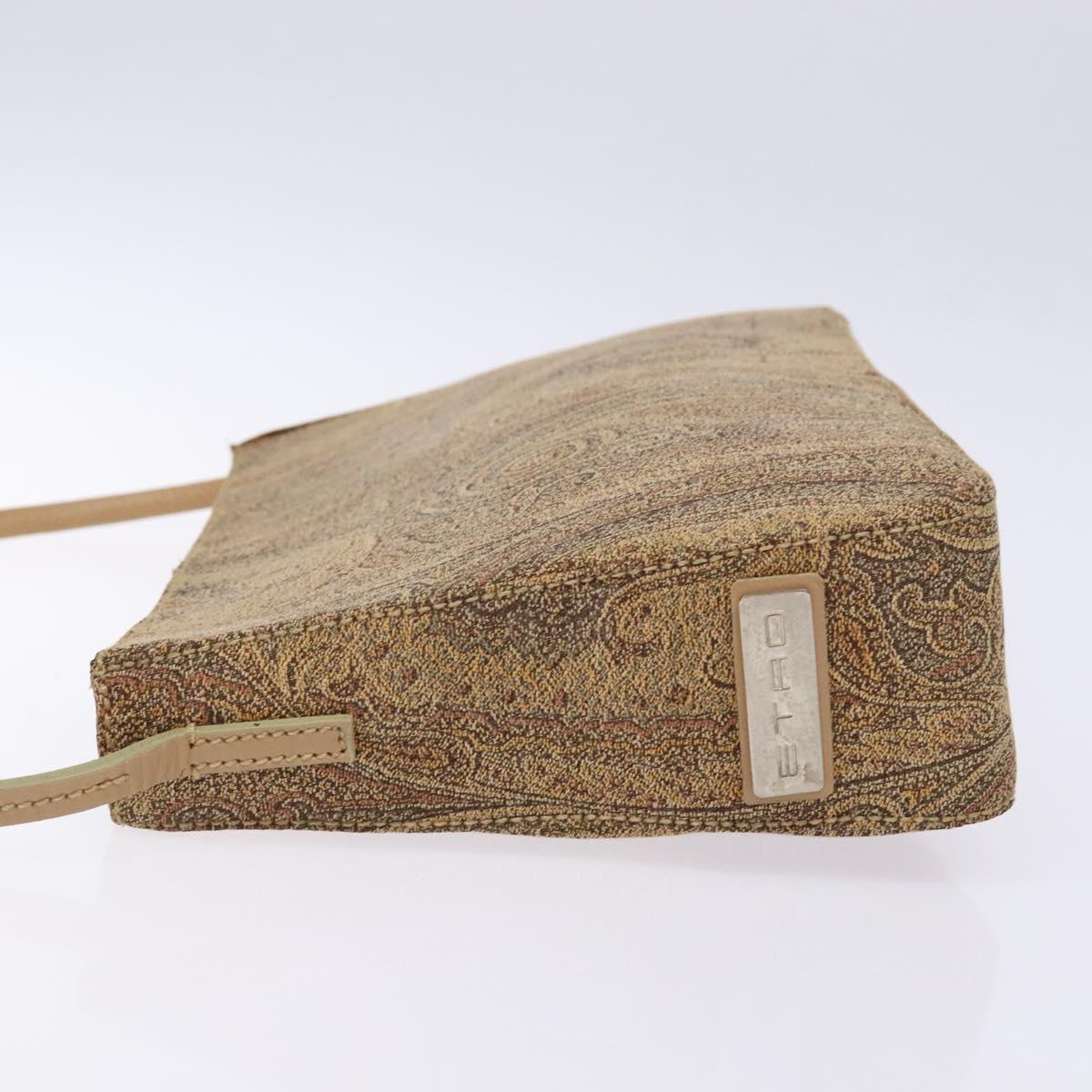 ETRO Paisley Shoulder Bag Canvas Beige Auth am8806