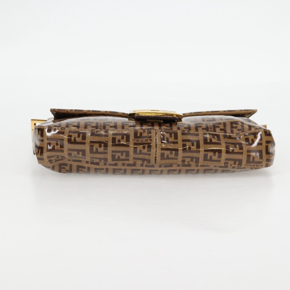 FENDI Zucchino Canvas Mamma Baguette Bag Coated Canvas Beige Gold Auth am8814V