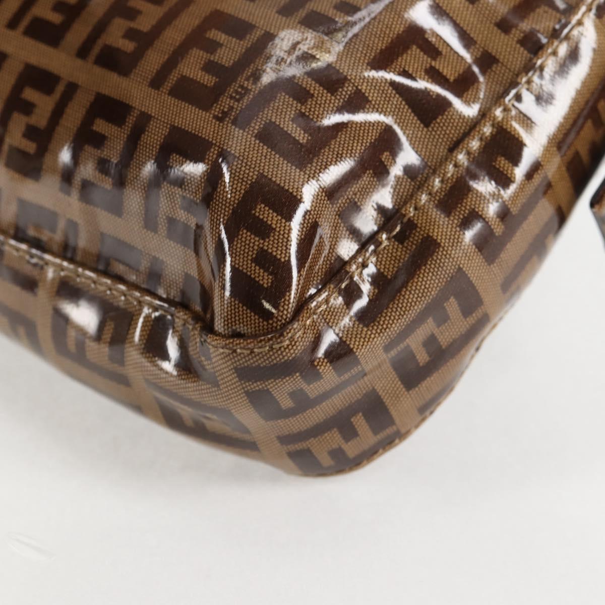 FENDI Zucchino Canvas Mamma Baguette Bag Coated Canvas Beige Gold Auth am8814V