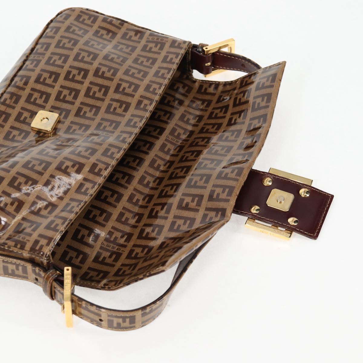 FENDI Zucchino Canvas Mamma Baguette Bag Coated Canvas Beige Gold Auth am8814V