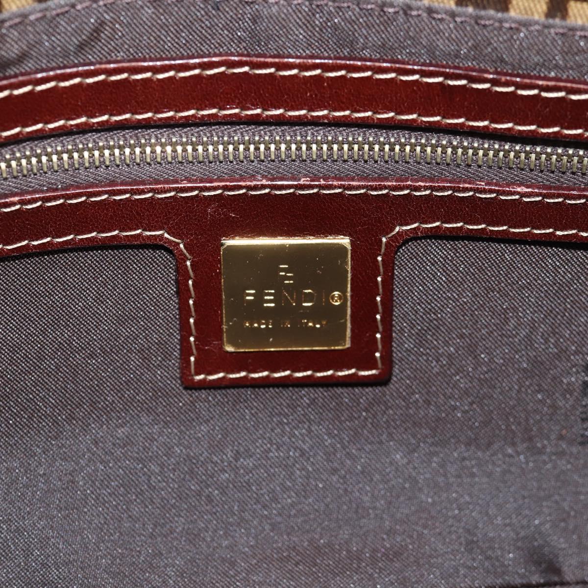 FENDI Zucchino Canvas Mamma Baguette Bag Coated Canvas Beige Gold Auth am8814V