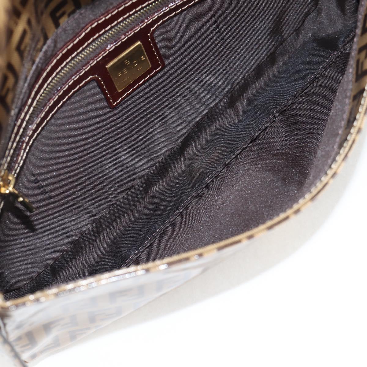 FENDI Zucchino Canvas Mamma Baguette Bag Coated Canvas Beige Gold Auth am8814V