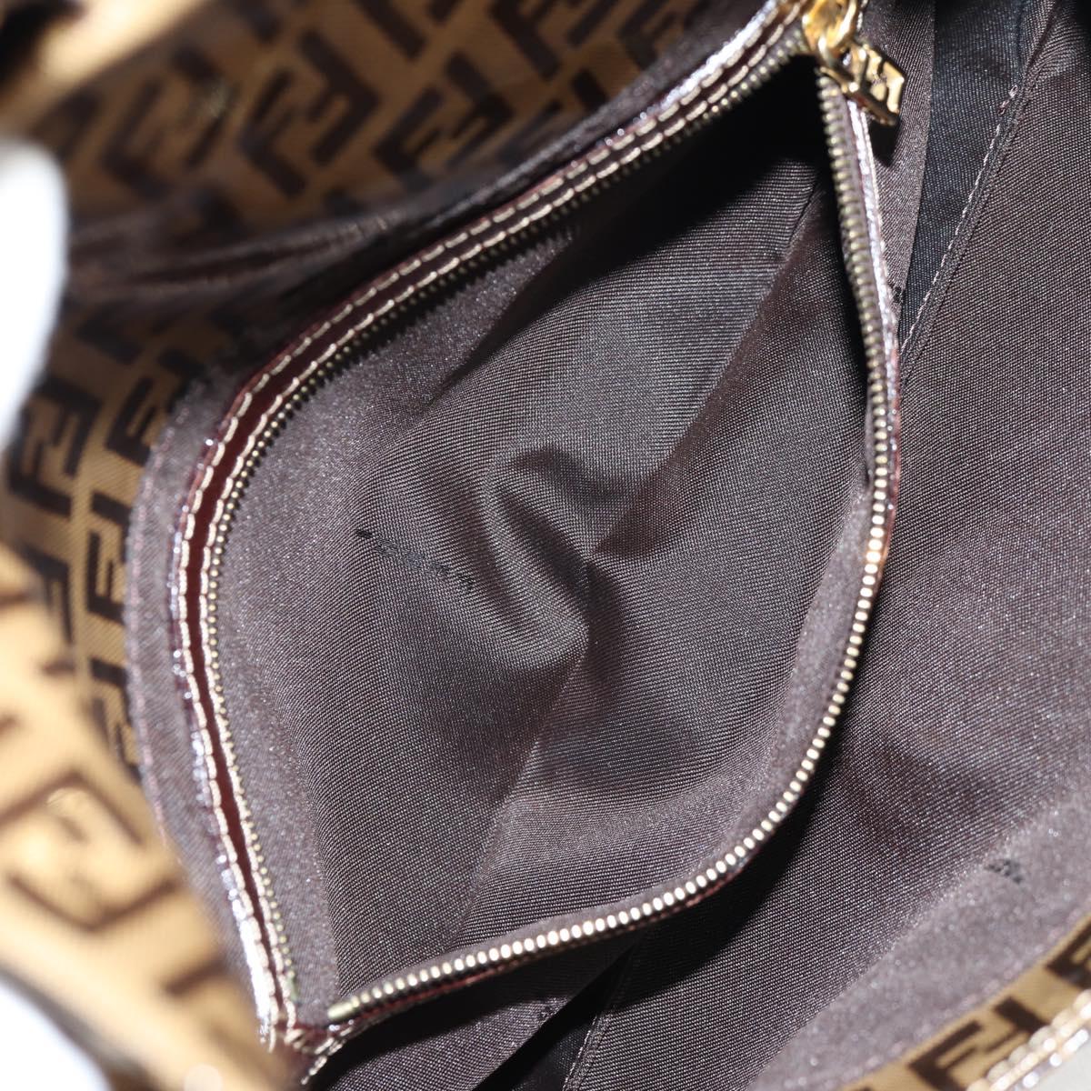FENDI Zucchino Canvas Mamma Baguette Bag Coated Canvas Beige Gold Auth am8814V