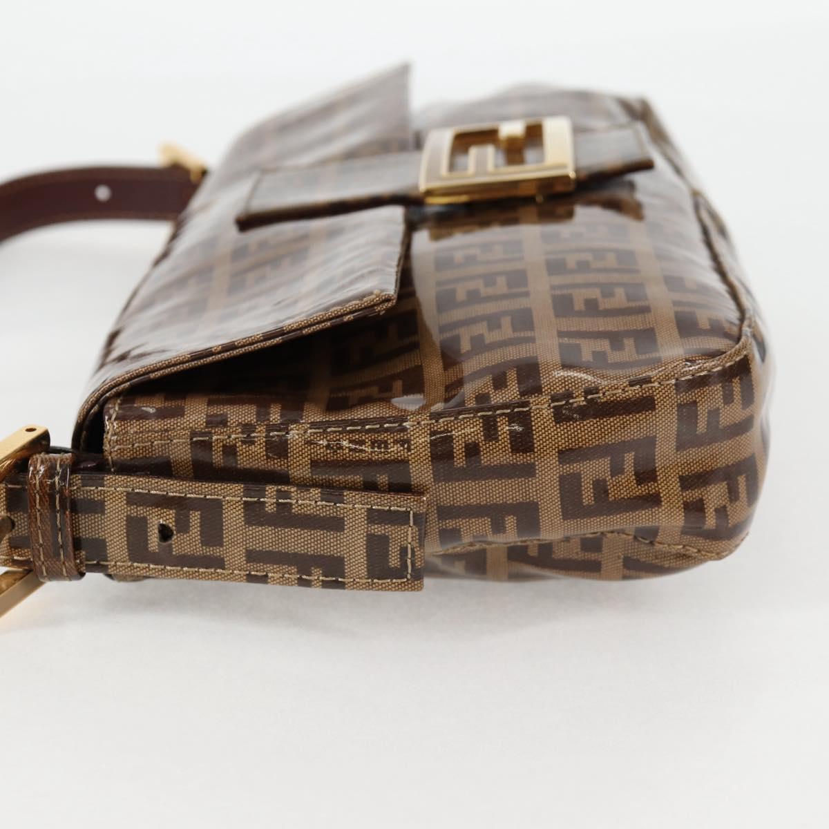 FENDI Zucchino Canvas Mamma Baguette Bag Coated Canvas Beige Gold Auth am8814V