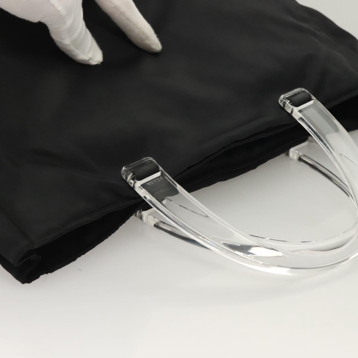 PRADA Hand Bag Nylon Black Clear Auth am8816