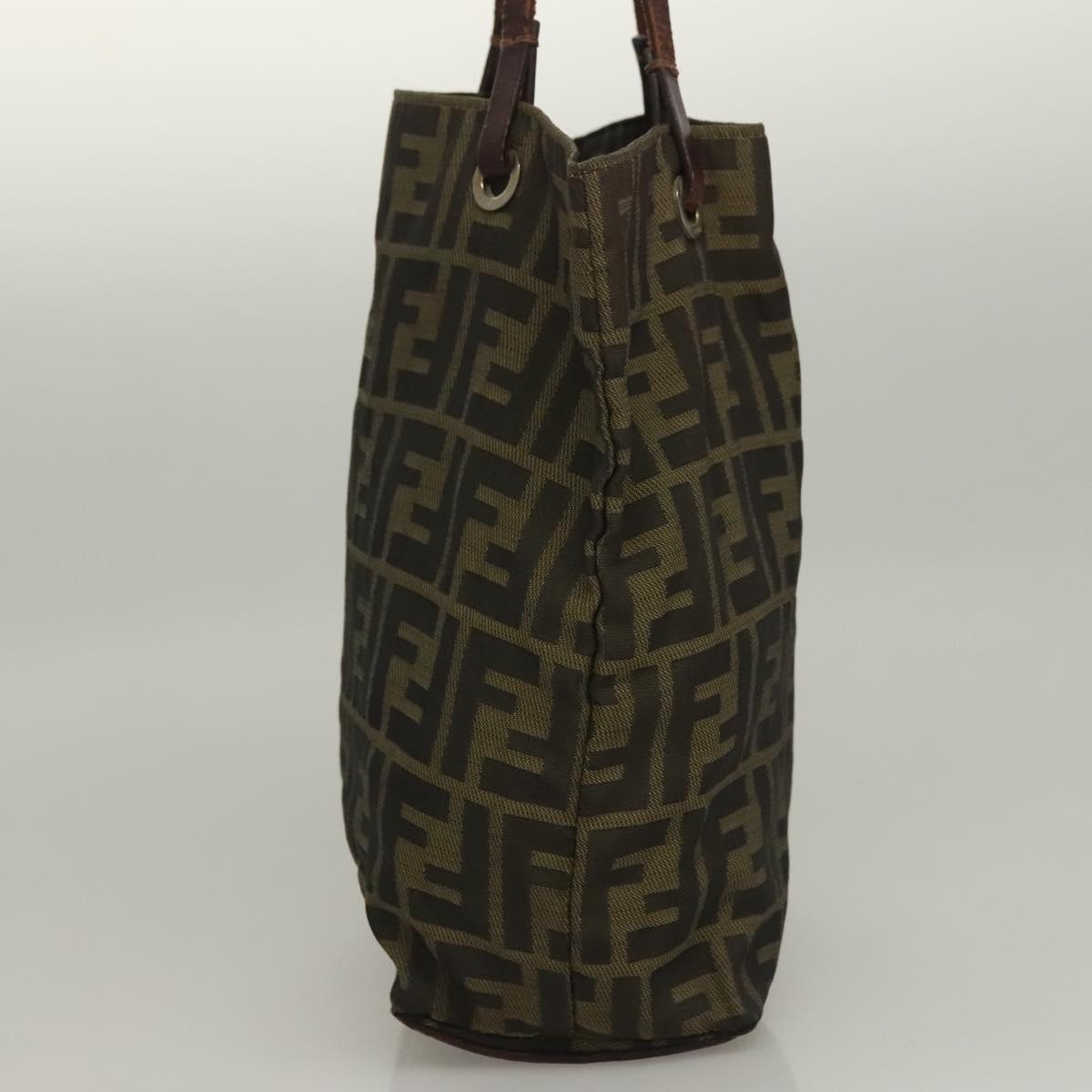 FENDI Zucca Canvas Hand Bag Black Brown Auth am8836
