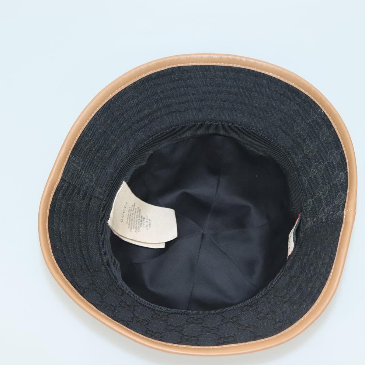 GUCCI GG Canvas Sherry Line Web Bucket Hat Hat Black 722377 Auth am8853V
