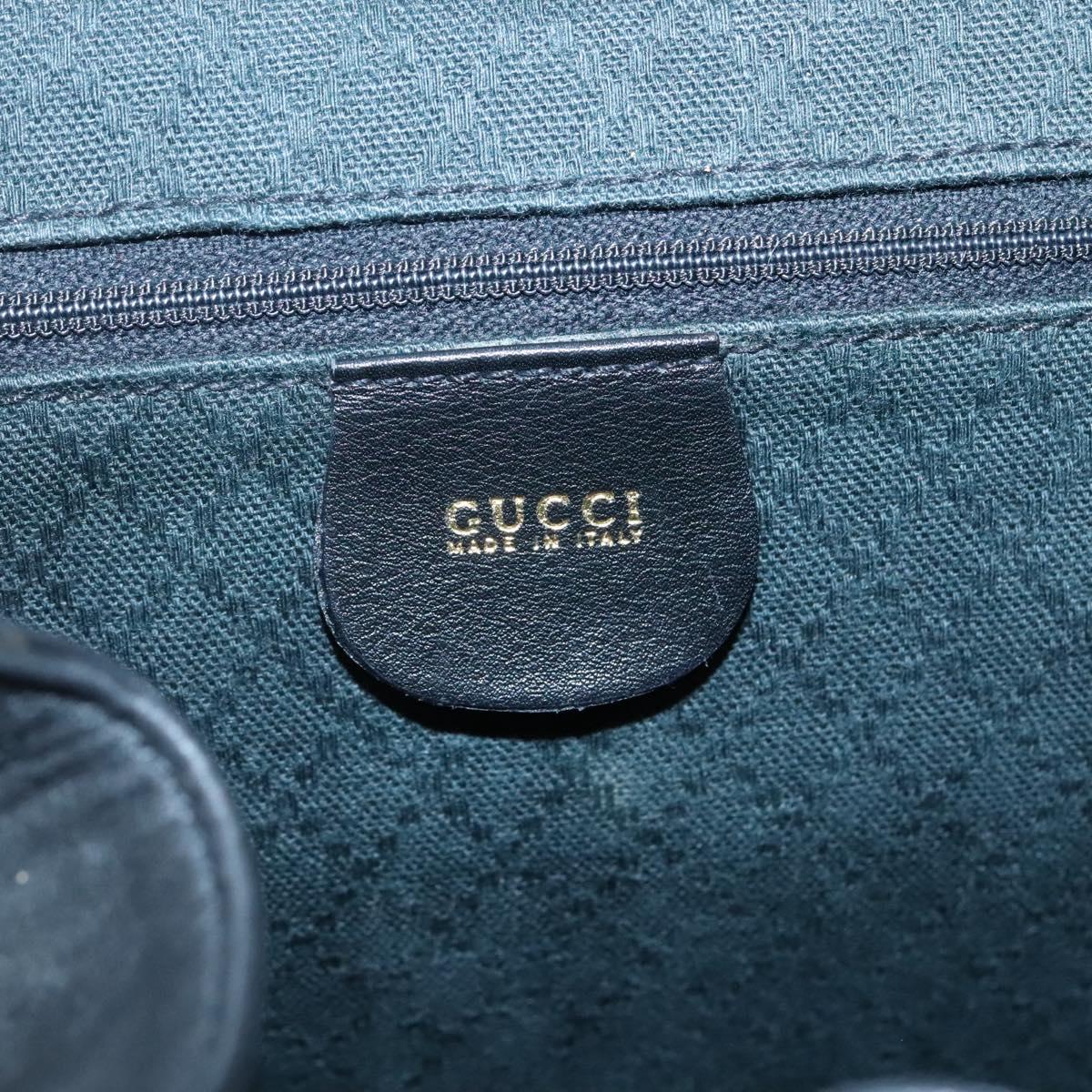 GUCCI Bamboo Backpack Leather Black Gold 008 2058 0016 Auth am8855