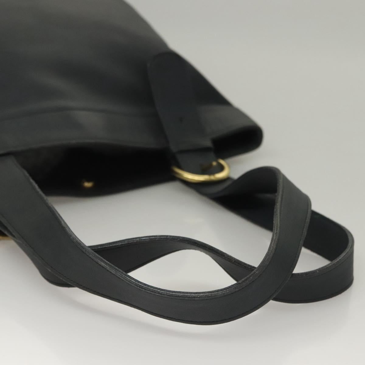 Coach Tote Bag Leather Navy Gold Auth am8870
