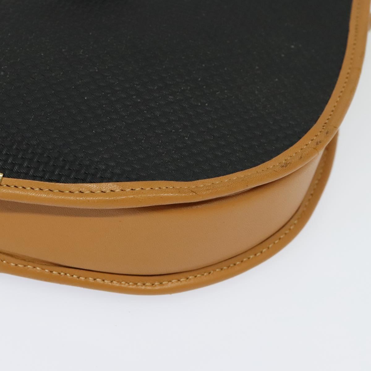 SAINT LAURENT Shoulder Bag Leather Black Gold Auth am8872