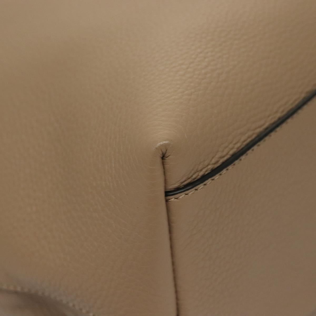 VERSACE Tote Bag Leather Beige Gold Auth am8882