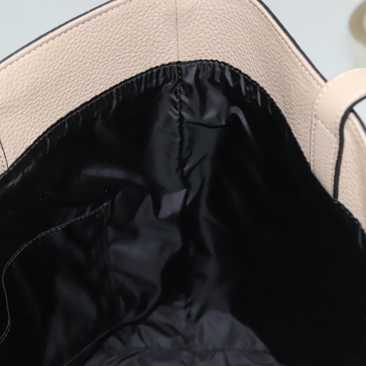 VERSACE Tote Bag Leather Beige Gold Auth am8882