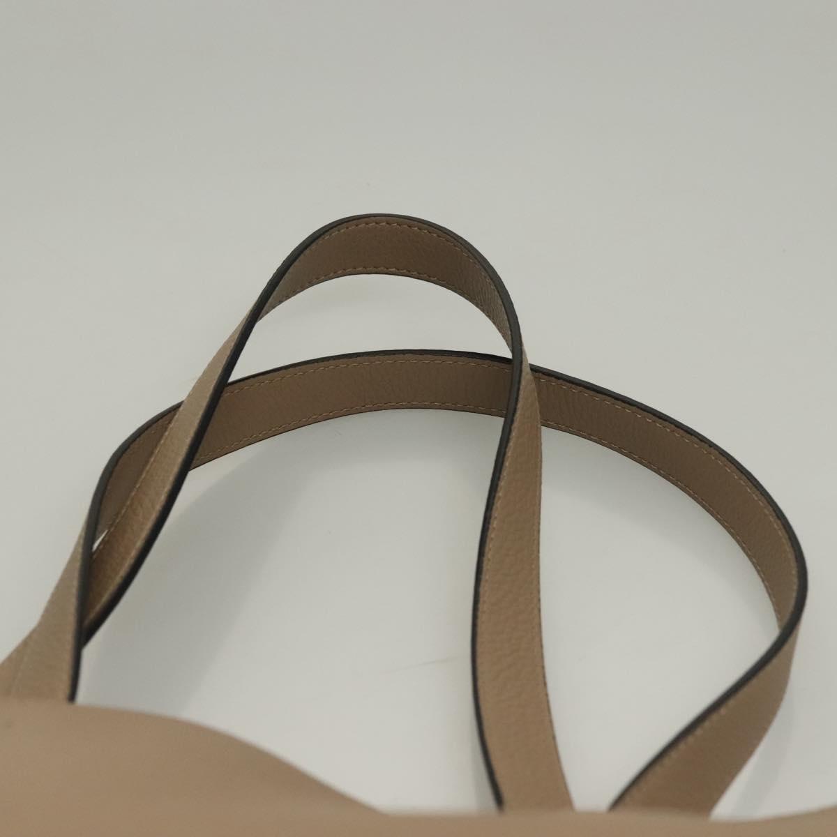 VERSACE Tote Bag Leather Beige Gold Auth am8882