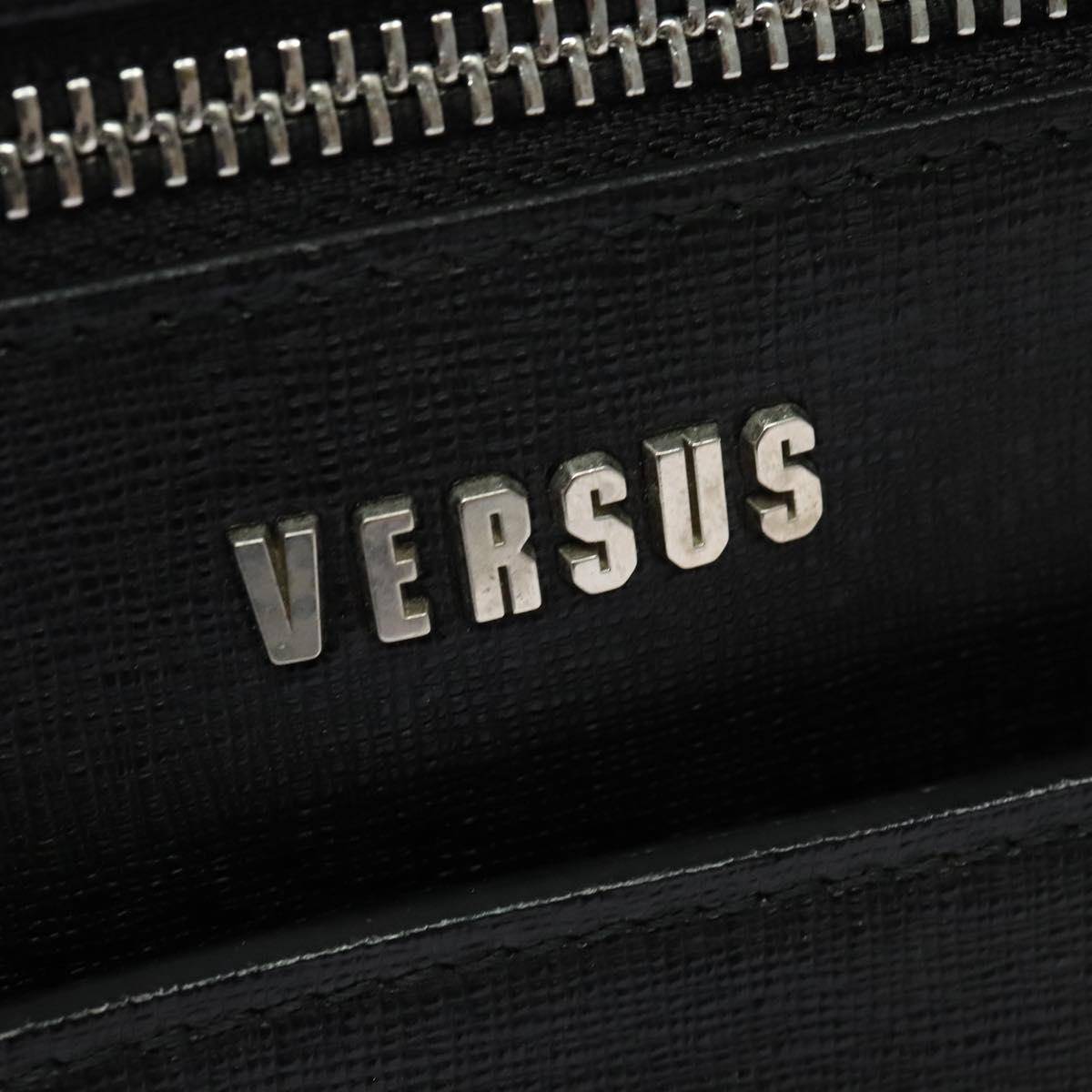 VERSACE Hand Bag Leather Black Silver Auth am8883