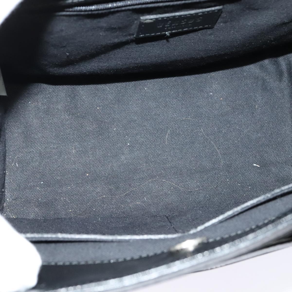 VERSACE Hand Bag Leather Black Silver Auth am8883