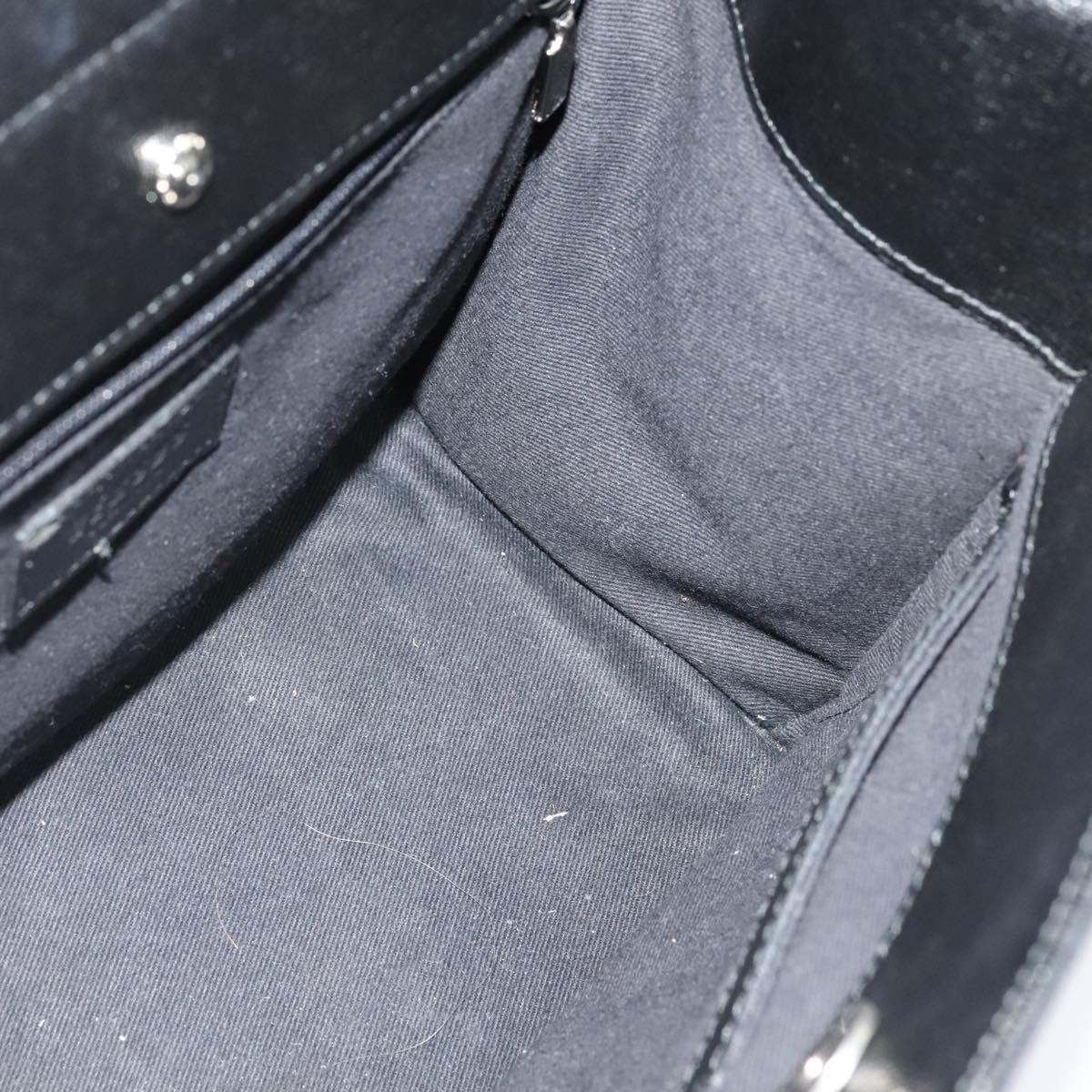 VERSACE Hand Bag Leather Black Silver Auth am8883