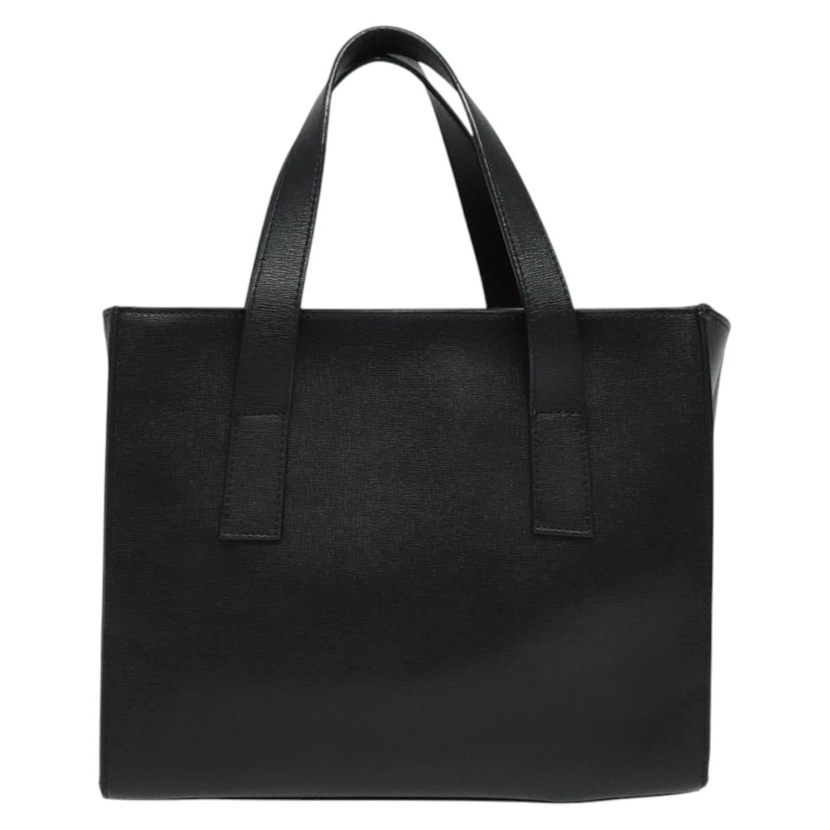 VERSACE Hand Bag Leather Black Silver Auth am8883