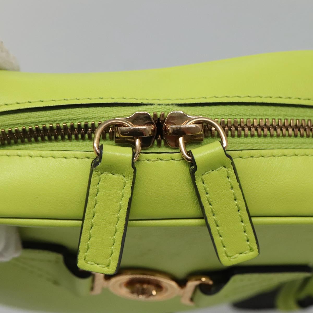 VERSACE Shoulder Bag Leather LIme Green Gold Auth am8884