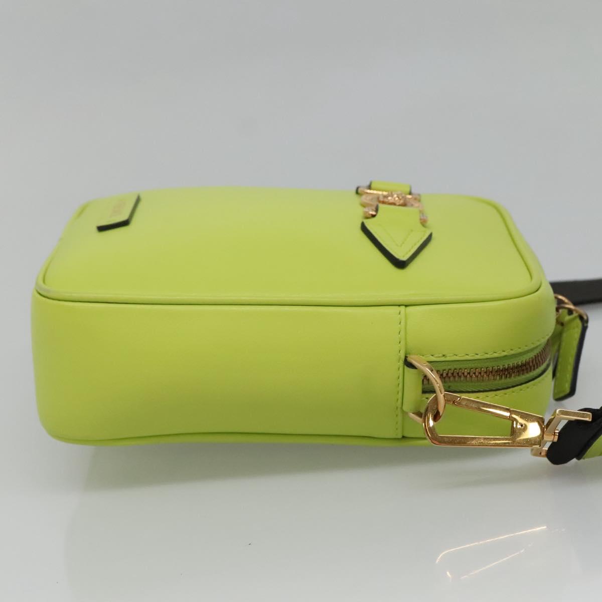 VERSACE Shoulder Bag Leather LIme Green Gold Auth am8884