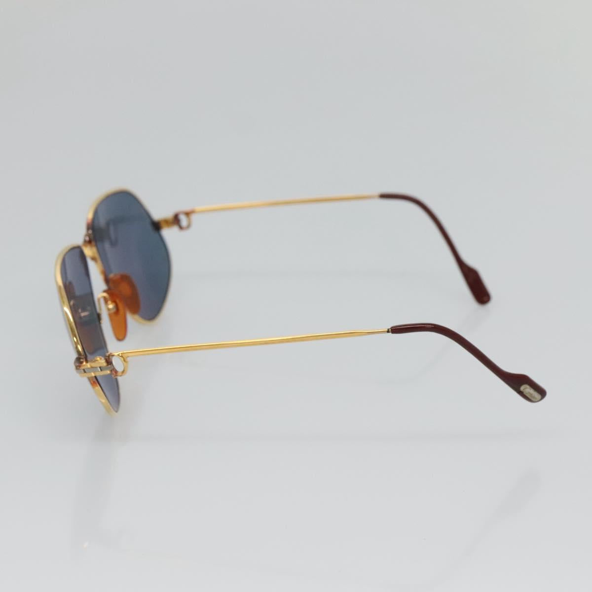 CARTIER Sunglasses Metal Blue Auth am8889