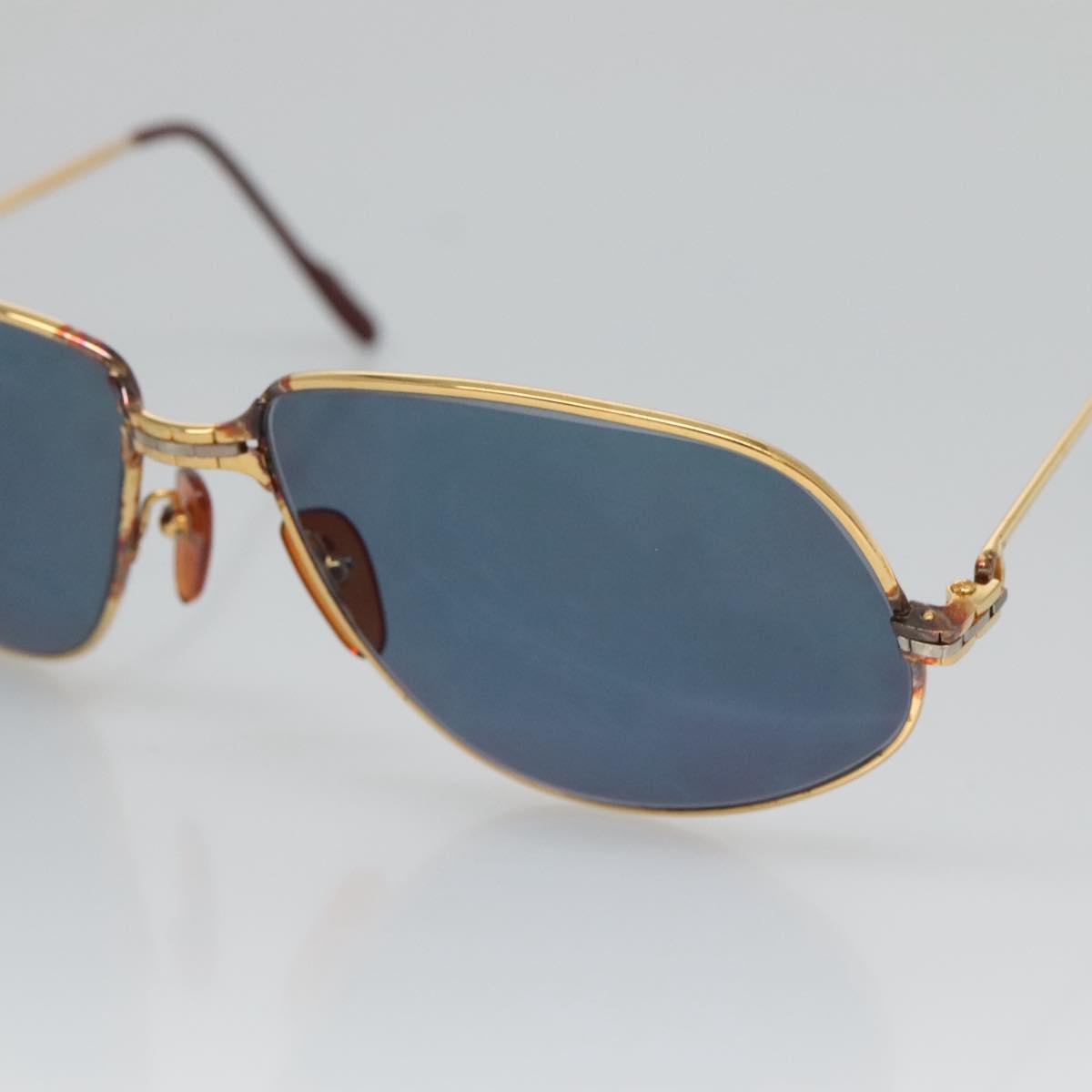 CARTIER Sunglasses Metal Blue Auth am8889