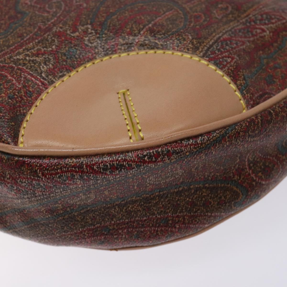 ETRO Paisley Tote Bag PVC Brown Gold Auth am8891