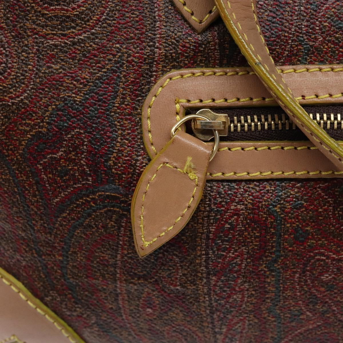ETRO Paisley Tote Bag PVC Brown Gold Auth am8891