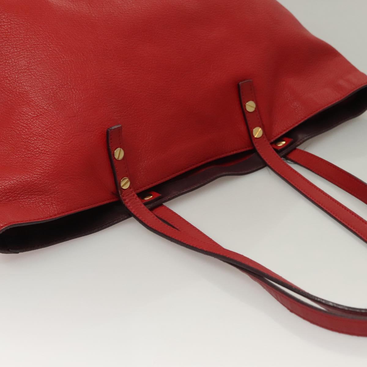Chloe Dylan Tote Bag Leather Red Gold Auth am8898