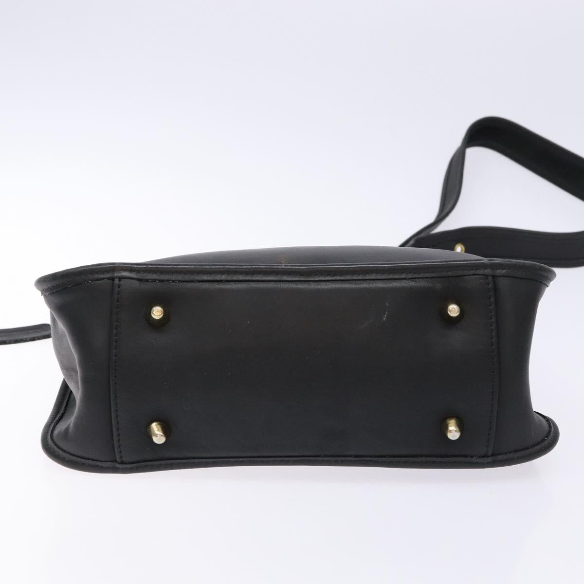 Coach Shoulder Bag Leather Black Gold Auth am8902