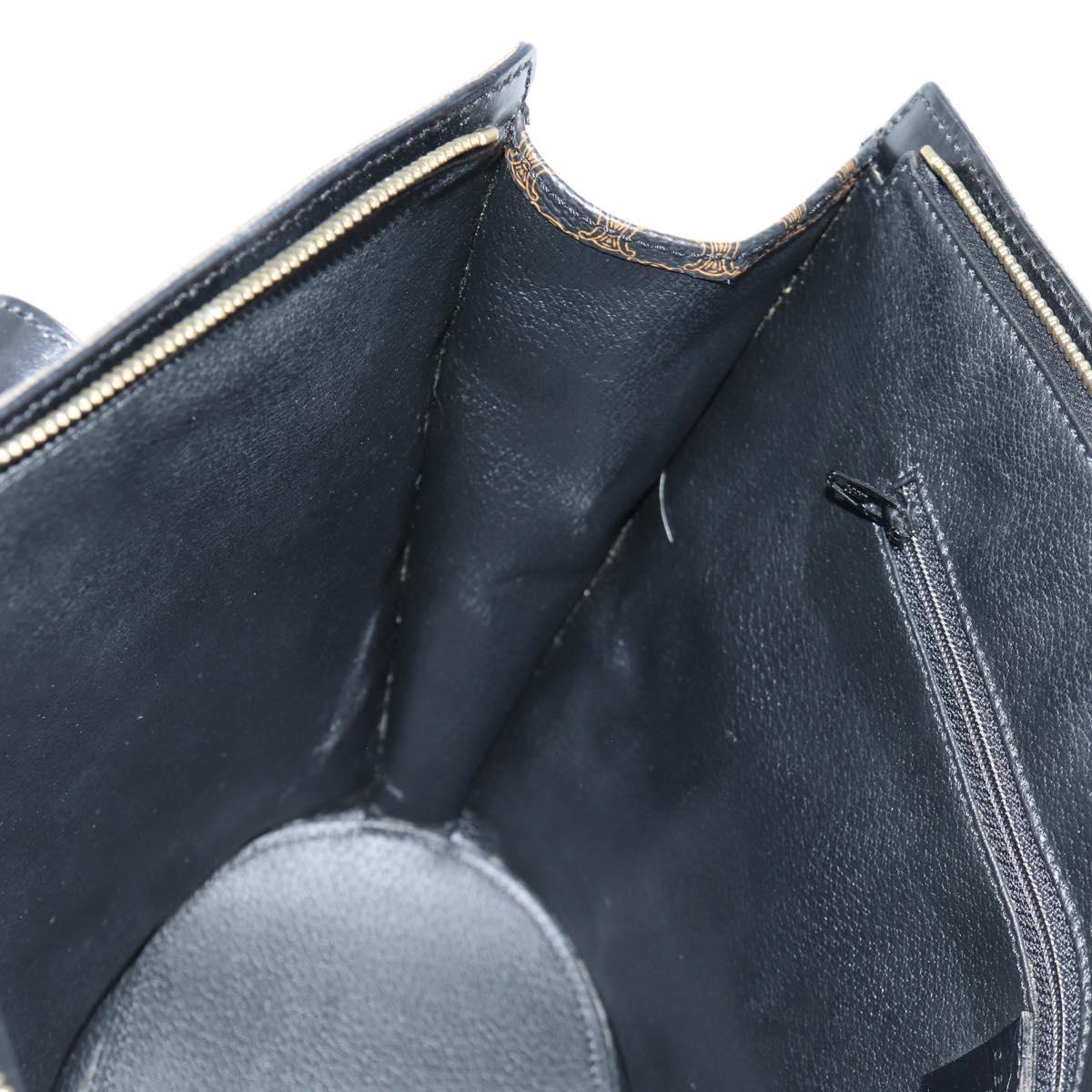 CELINE Macadam Canvas Shoulder Bag PVC Leather Black Gold Auth am8906V