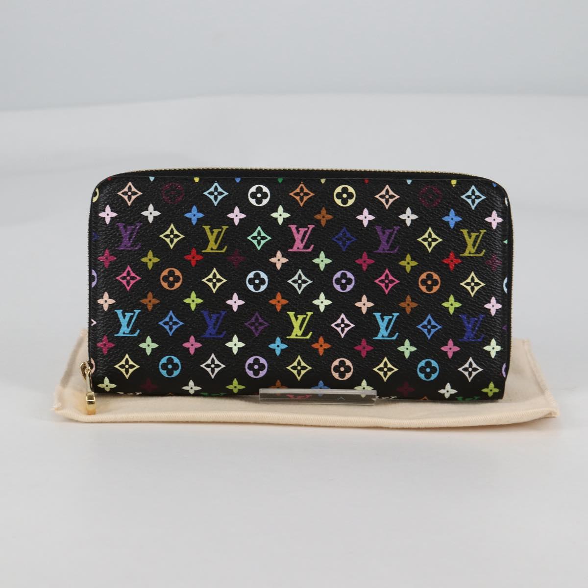 LOUIS VUITTON Monogram Multicolor Zippy Wallet Wallet Black M60243 Auth am8910V