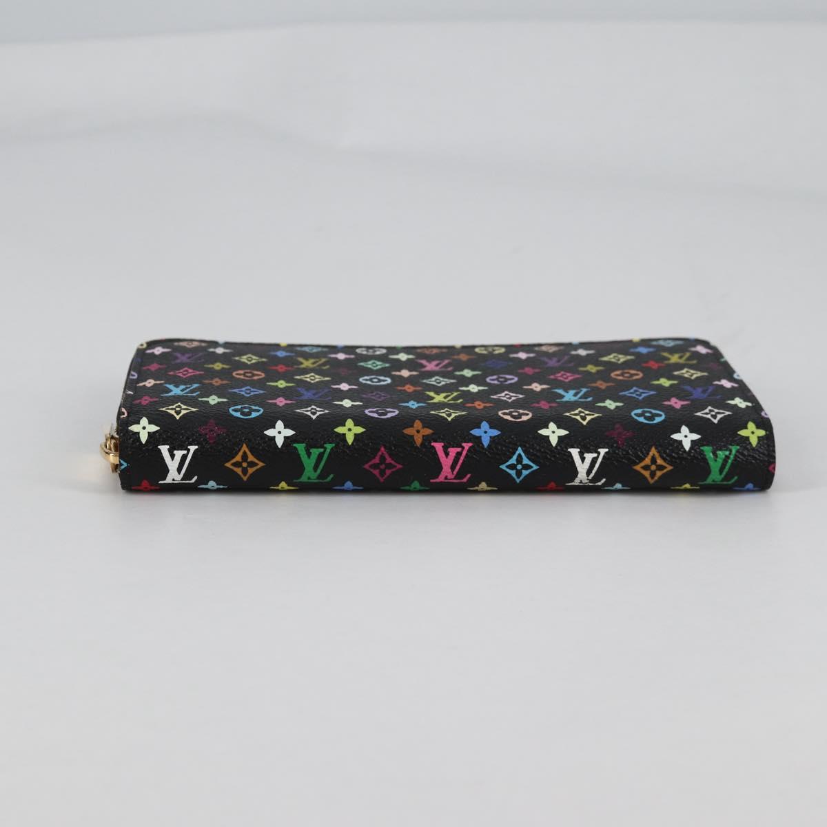 LOUIS VUITTON Monogram Multicolor Zippy Wallet Wallet Black M60243 Auth am8910V