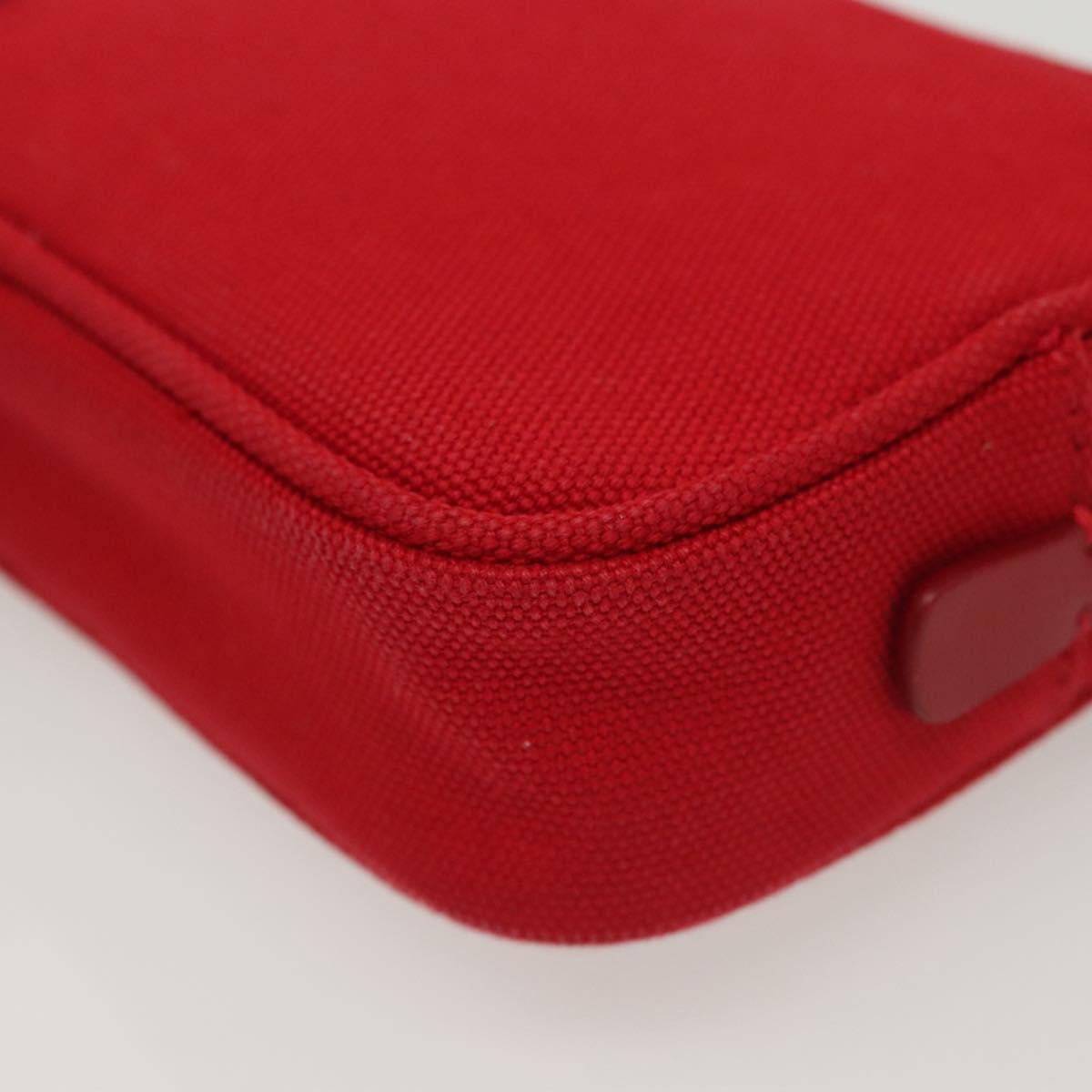 PRADA Pouch Canvas Red Silver Auth am8913