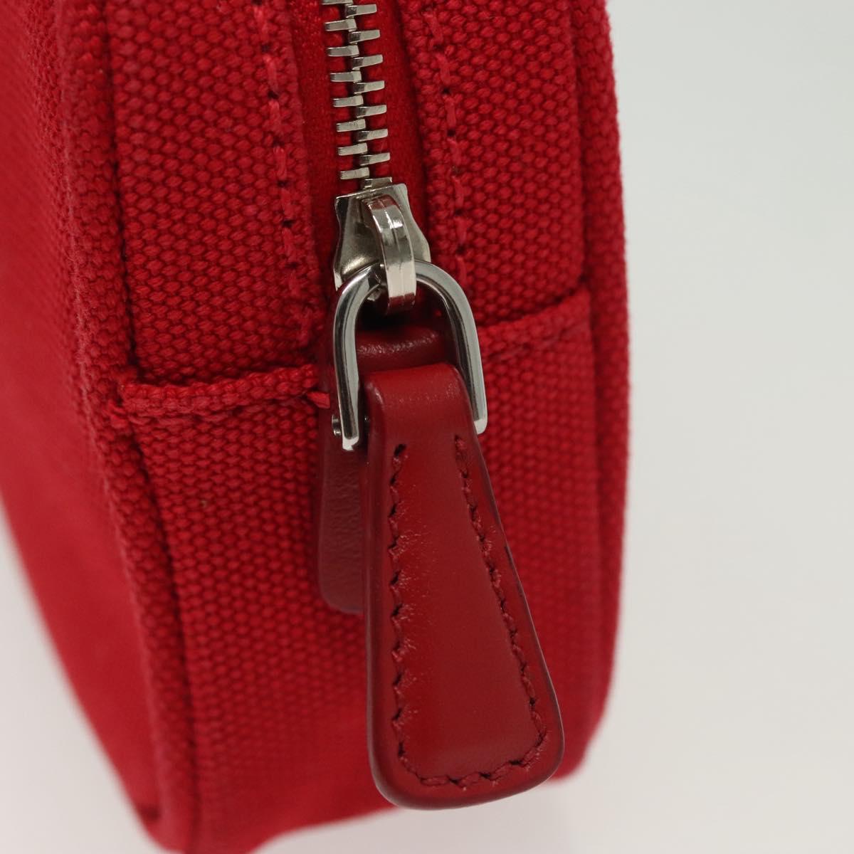 PRADA Pouch Canvas Red Silver Auth am8913