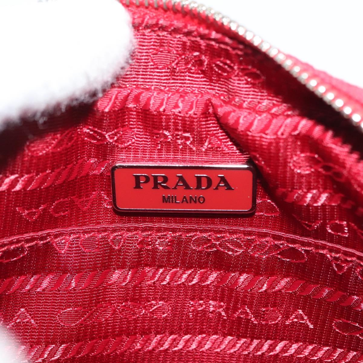 PRADA Pouch Canvas Red Silver Auth am8913