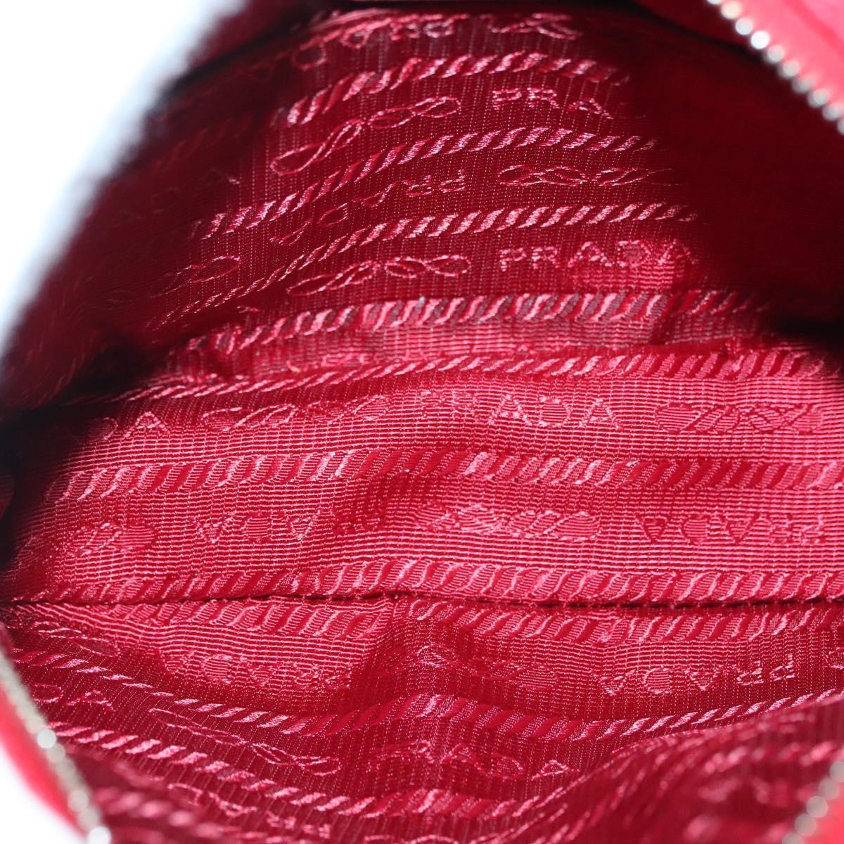 PRADA Pouch Canvas Red Silver Auth am8913
