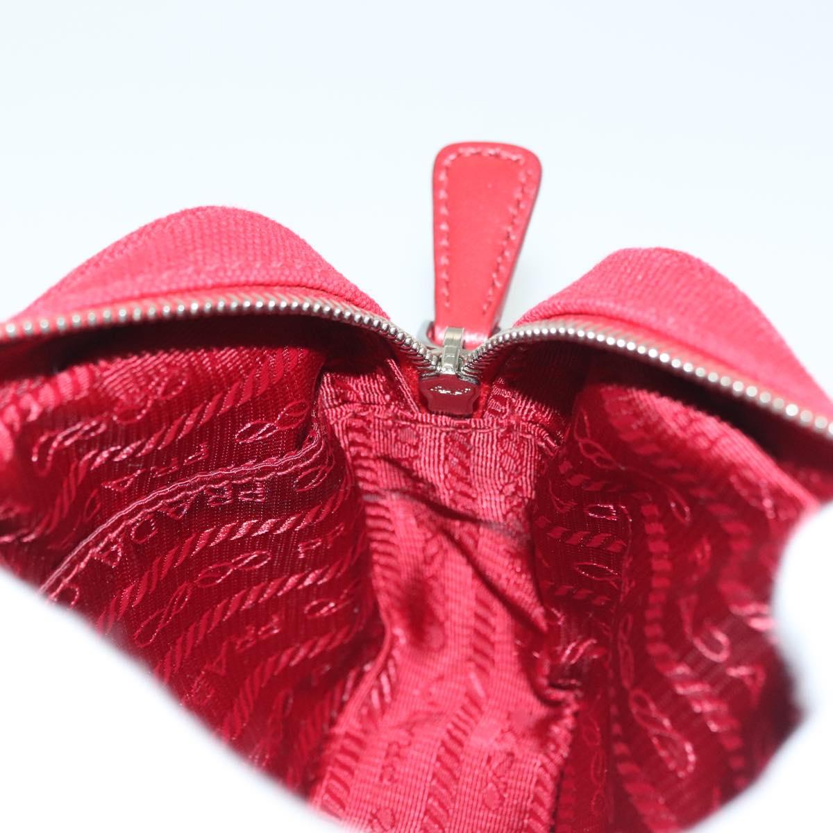 PRADA Pouch Canvas Red Silver Auth am8913