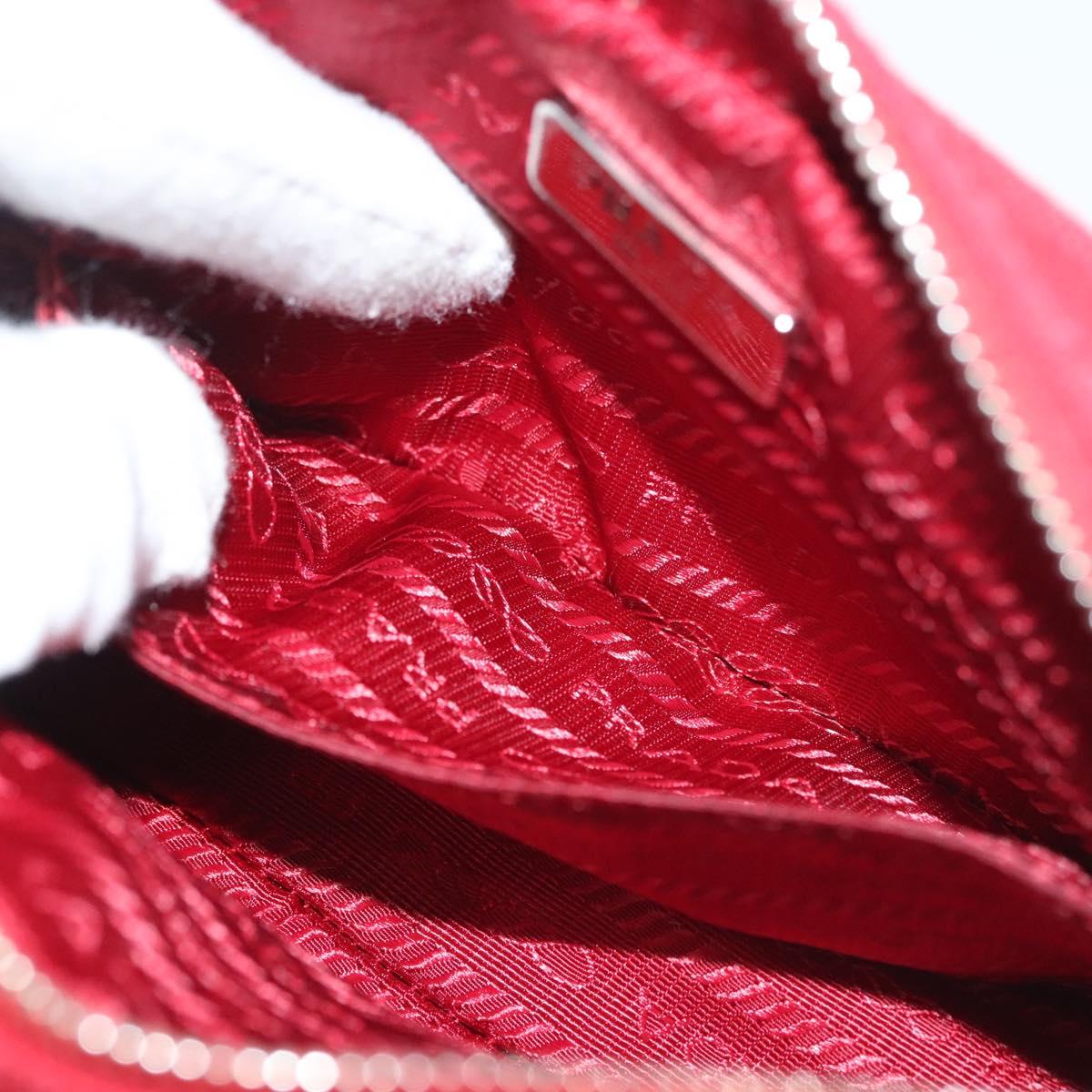 PRADA Pouch Canvas Red Silver Auth am8913