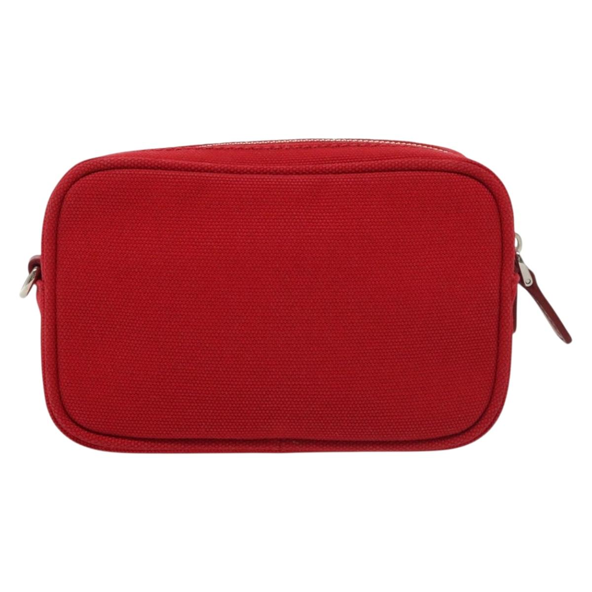 PRADA Pouch Canvas Red Silver Auth am8913