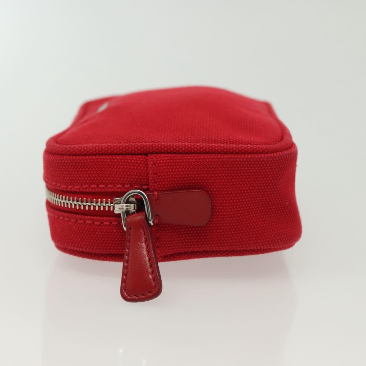 PRADA Pouch Canvas Red Silver Auth am8913