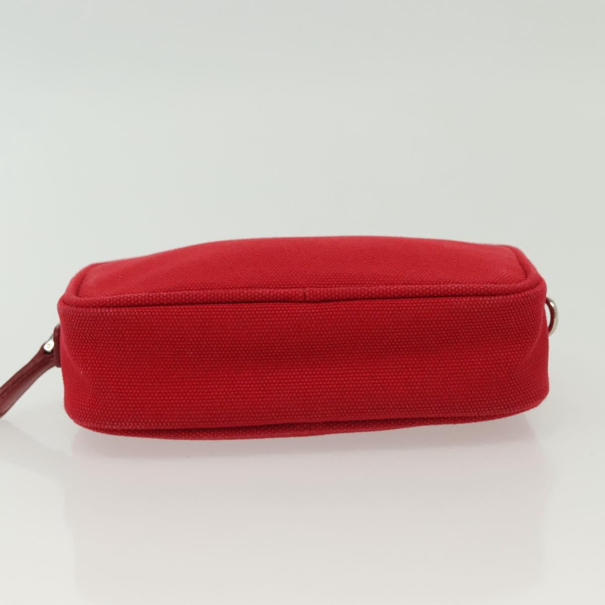 PRADA Pouch Canvas Red Silver Auth am8913