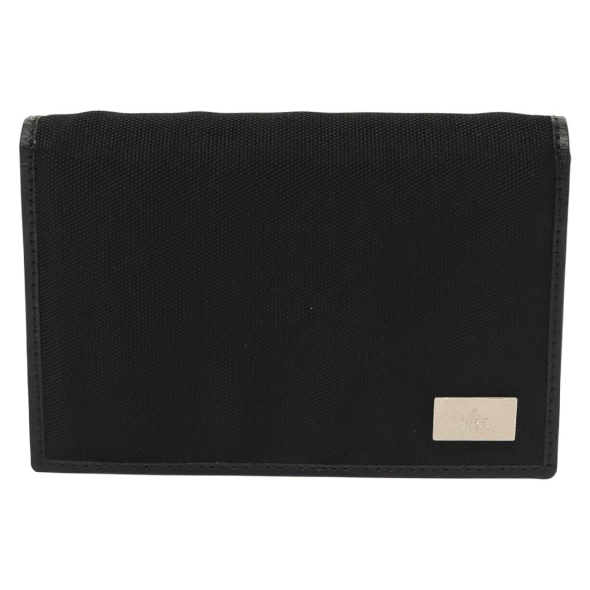 GUCCI Card Case Nylon Leather Black Silver 030 3661 1579 Auth am8935