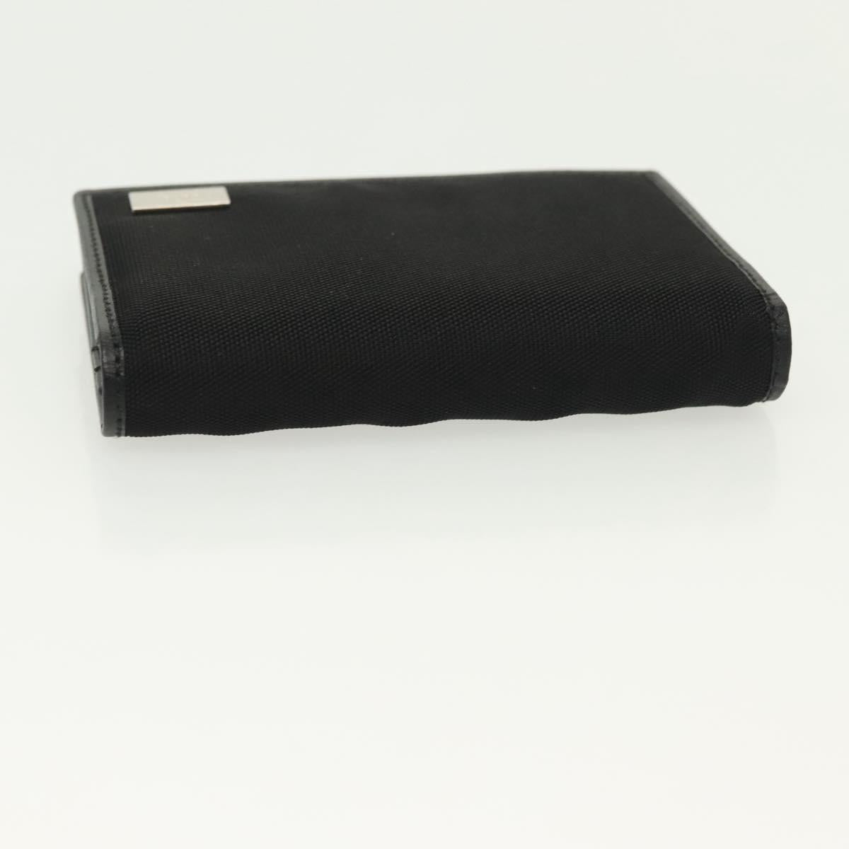 GUCCI Card Case Nylon Leather Black Silver 030 3661 1579 Auth am8935