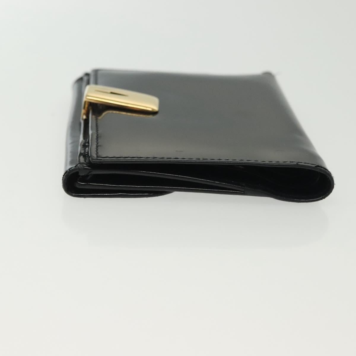 GUCCI Bifold Wallet Enamel Black Gold 035 2184 1909 0 Auth am8936
