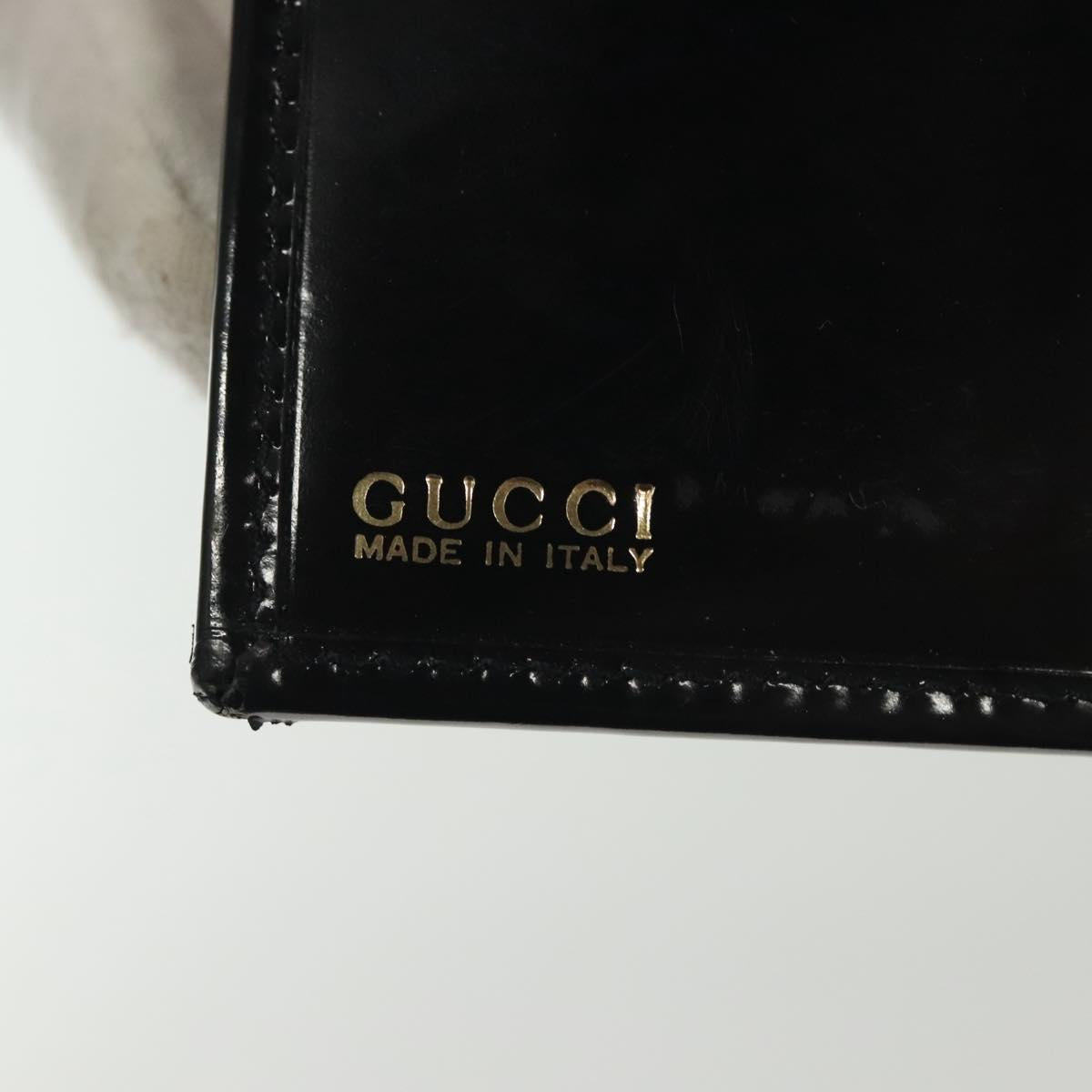 GUCCI Bifold Wallet Enamel Black Gold 035 2184 1909 0 Auth am8936