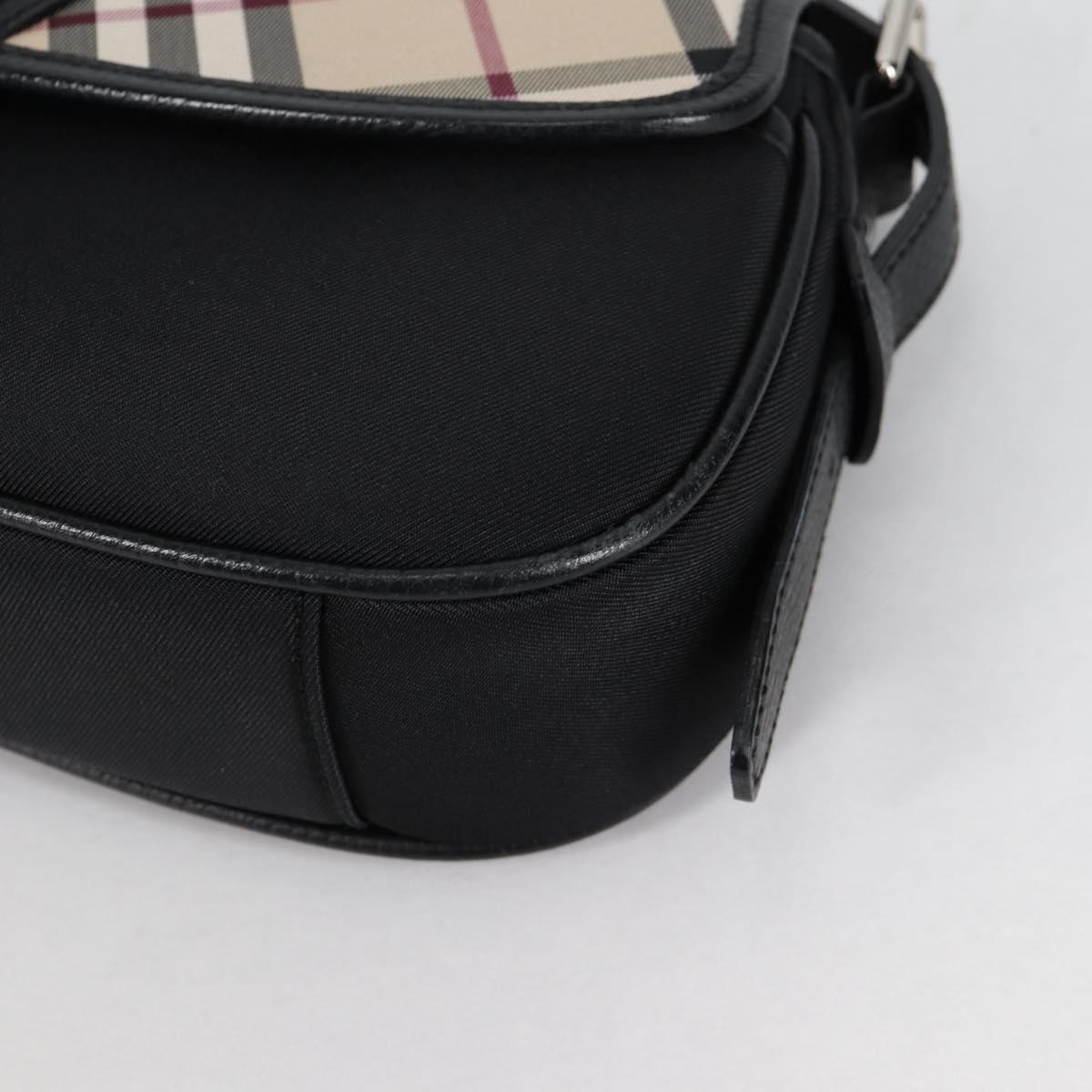 BURBERRY Nova Check Shoulder Bag Canvas Beige Silver Auth am8941V