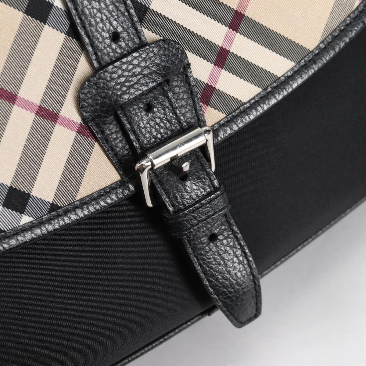 BURBERRY Nova Check Shoulder Bag Canvas Beige Silver Auth am8941V