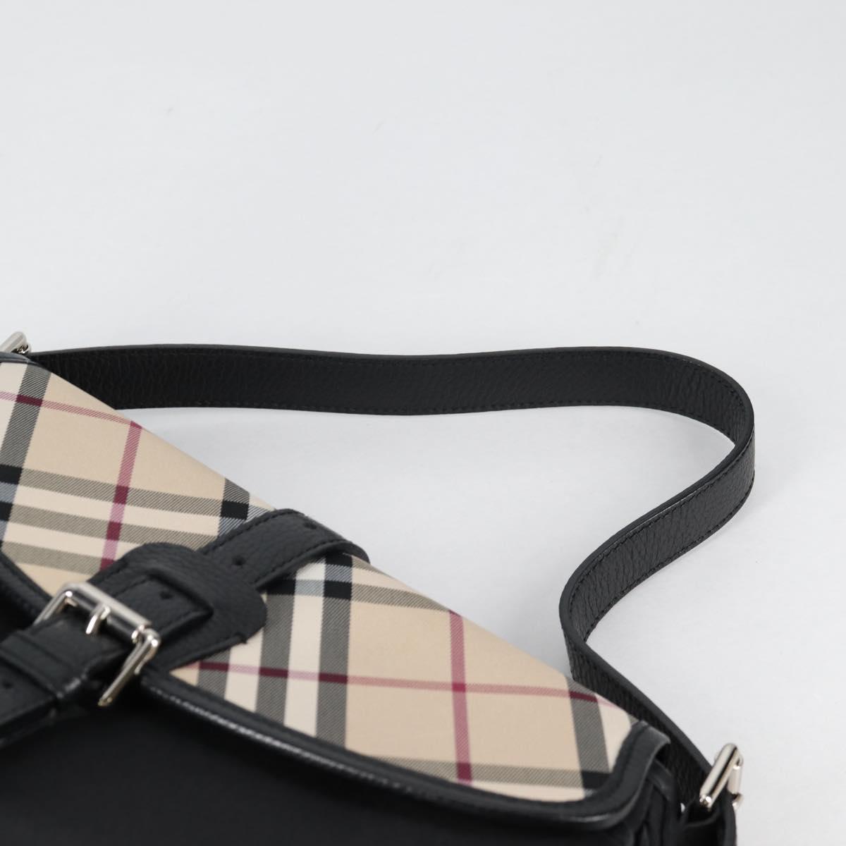 BURBERRY Nova Check Shoulder Bag Canvas Beige Silver Auth am8941V
